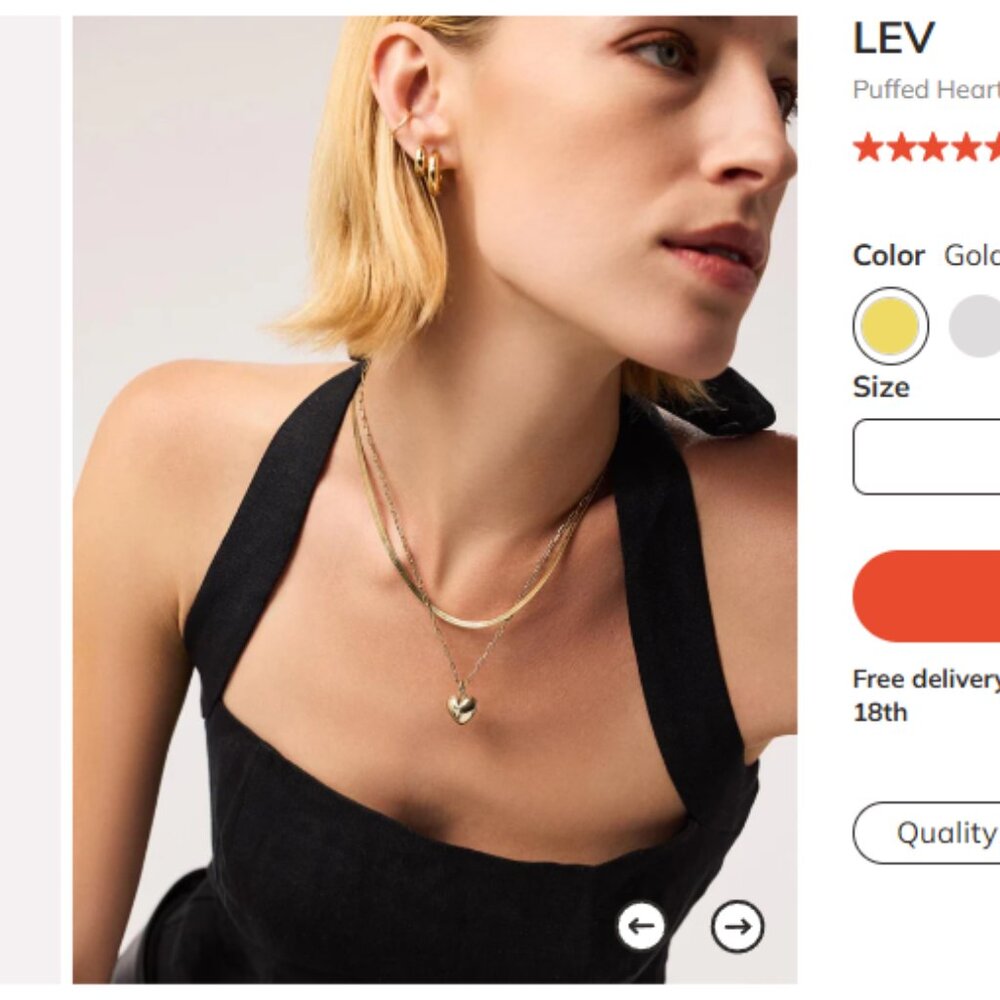 Ana Luisa "Lev" puffed heart necklace